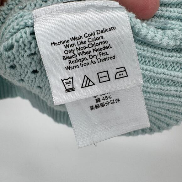 Eddie Bauer Hoodie Womens XL Linen Cotton Open Pointelle Knit Full Zip Sweater - Picture 6 of 7